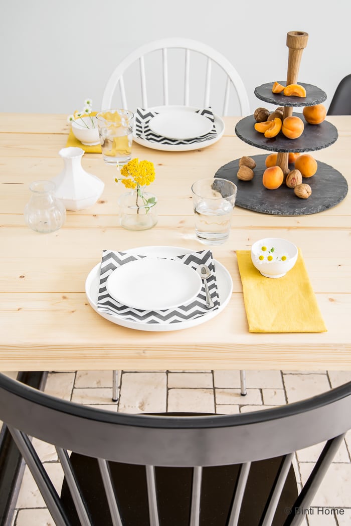 Table styling with ocher yellow black and white ©BintiHome