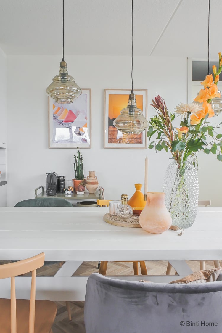 Houten eettafel wit verven voor onze eetkamer make-over Binti Home Interieurontwerpstudio inspiratie blog