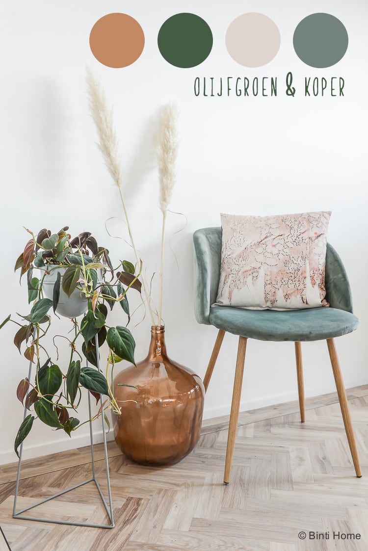 Kleurinspiratie : olijfgroen met koper - Binti Home | Interieurontwerpstudio & inspiratie blog